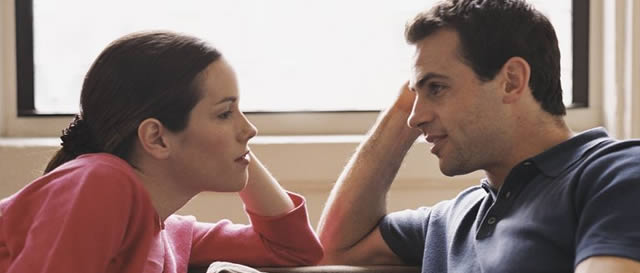 Couple in face-to-face gaze Couple in face-to-face gaze