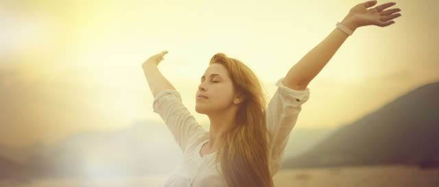 Emotionally strong woman with hands raised Emotionally strong woman with hands raised