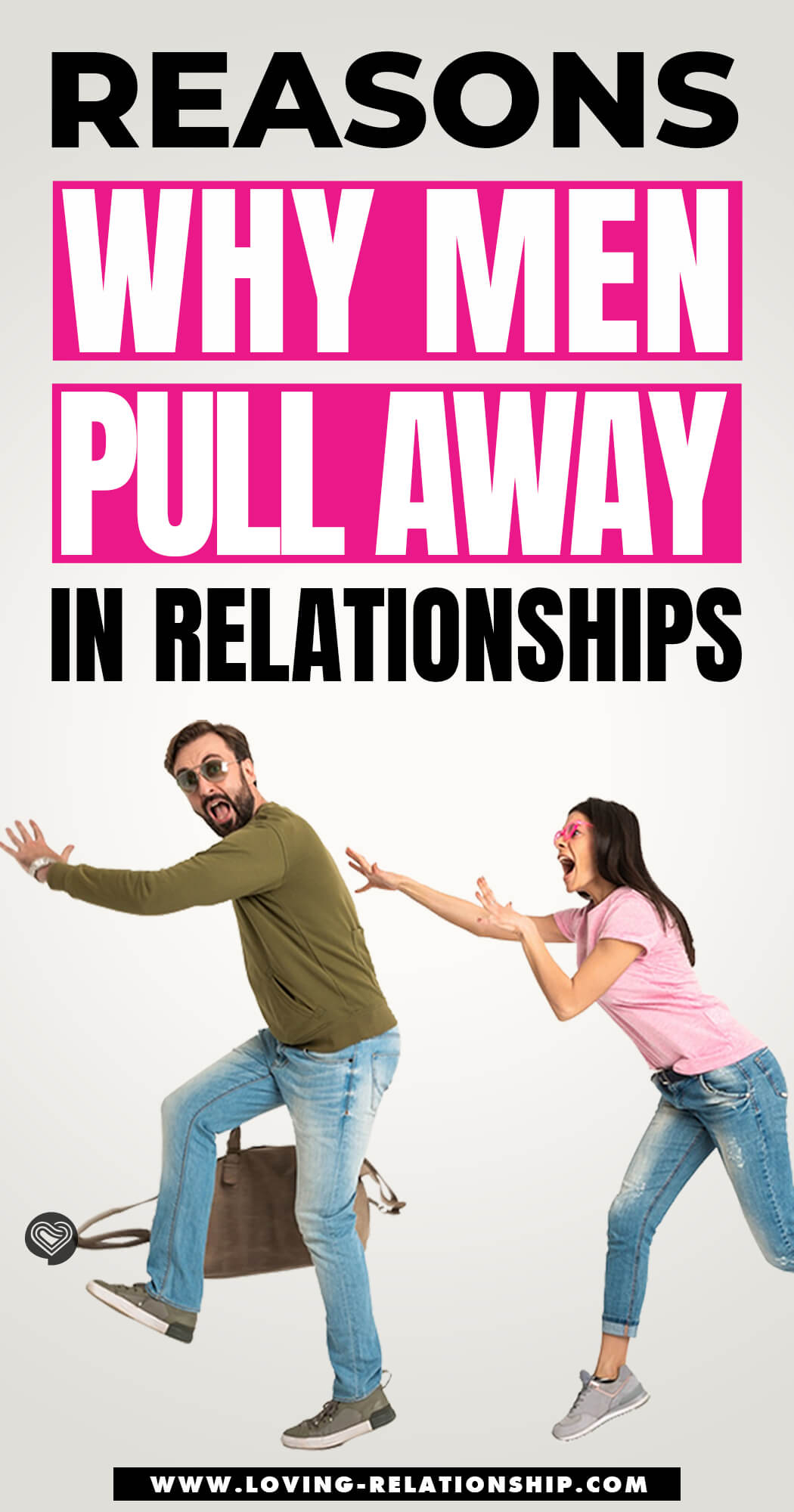 Reasons Why Men Pull Away In Relationships Wondering why men pull away from even great relationships with amazing women? There are actually various reasons why men pull away and, in many cases, they don't necessarily have anything to do with the woman. Check out this post for the 16 major reasons why men pull away from when women they love.