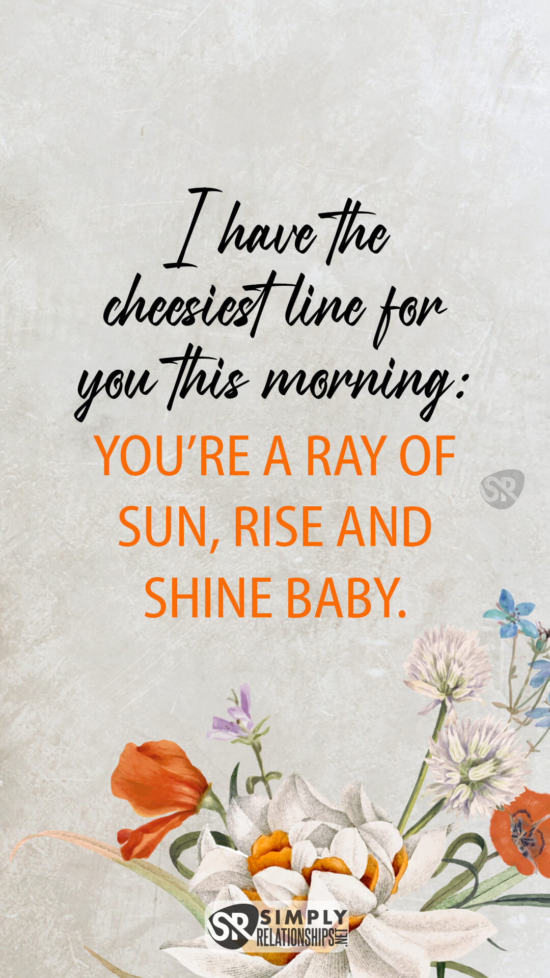 I have the cheesiest line for you this morning: you’re a ray of sun, rise and shine baby. Flirty Texts for Him to Make Him Want You